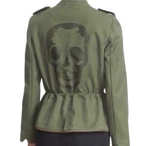 Zadig & Voltare Vadim bis military jacket in Olive Green w/ classic Skull Design